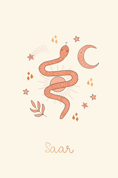 Spiritueel geboortekaartje met slang